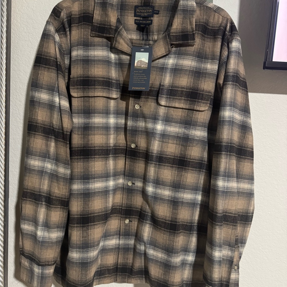 Pendleton Lightweight Shirt Jacket Brown and Black Plaid